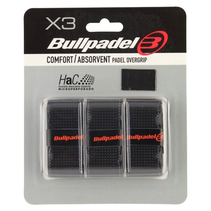 Bullpadel Comfort Absorbent Overgrip (Pack of 3) Black